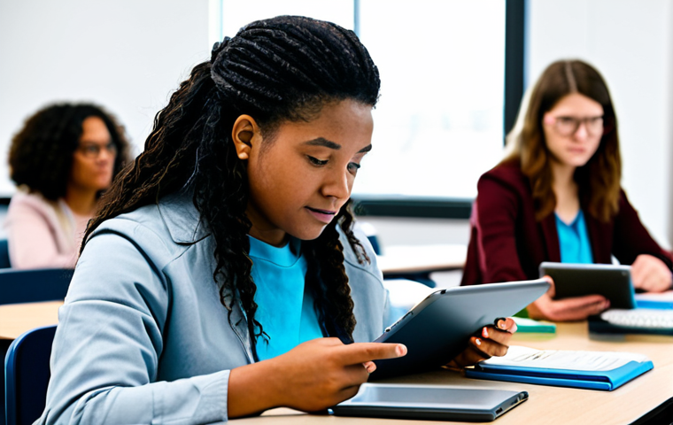 **
A diverse group of students in a modern, well-lit classroom, fully clothed in appropriate attire. Some are using tablets and laptops, while others are collaborating on a project. The focus is on lifelong learning and adapting to new skills for the future job market. Include safety modifiers like "safe for work," "appropriate content," "fully clothed," and "professional." Perfect anatomy, correct proportions, and a natural pose are essential.
**