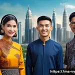 Home 22 포스트휴머니즘의 가능성과 한계 - A futuristic Malaysian urban setting featuring diverse people using advanced wearable technology and...